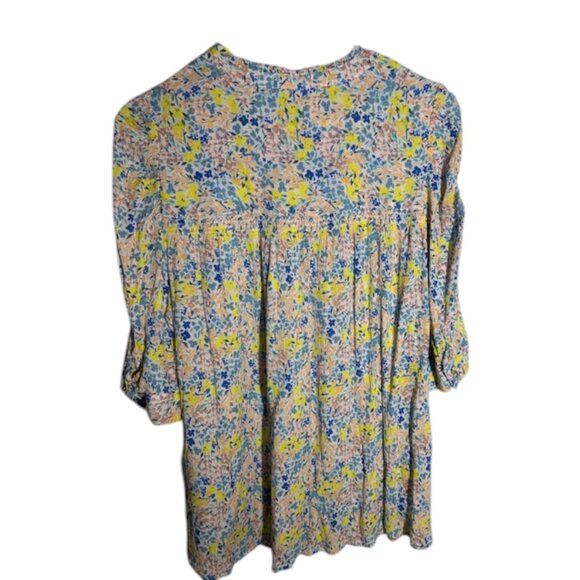 Democracy floral rayon 3/4 sleeve blouse, size‎ large - Picture 4 of 5